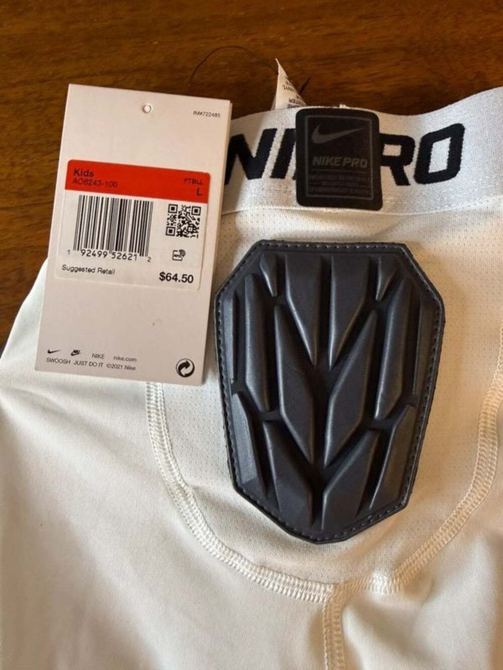 Nike Pro Kids Hyperstrong Padded Football Compression Shorts White Size L NWT